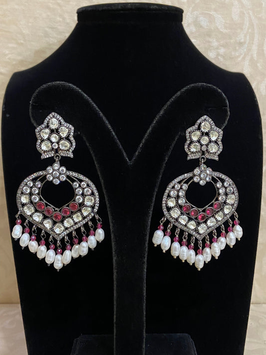 Victorian moissanite chandbali earrings | Partywear earrings