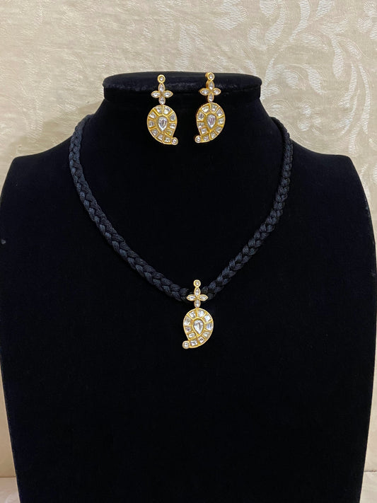 Jadau pendant black thread necklace | mangalsutra