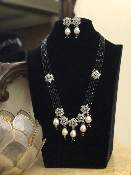 Sparkling AD pendants necklace| onyx beads necklace | Mangalsutra | black beads necklace
