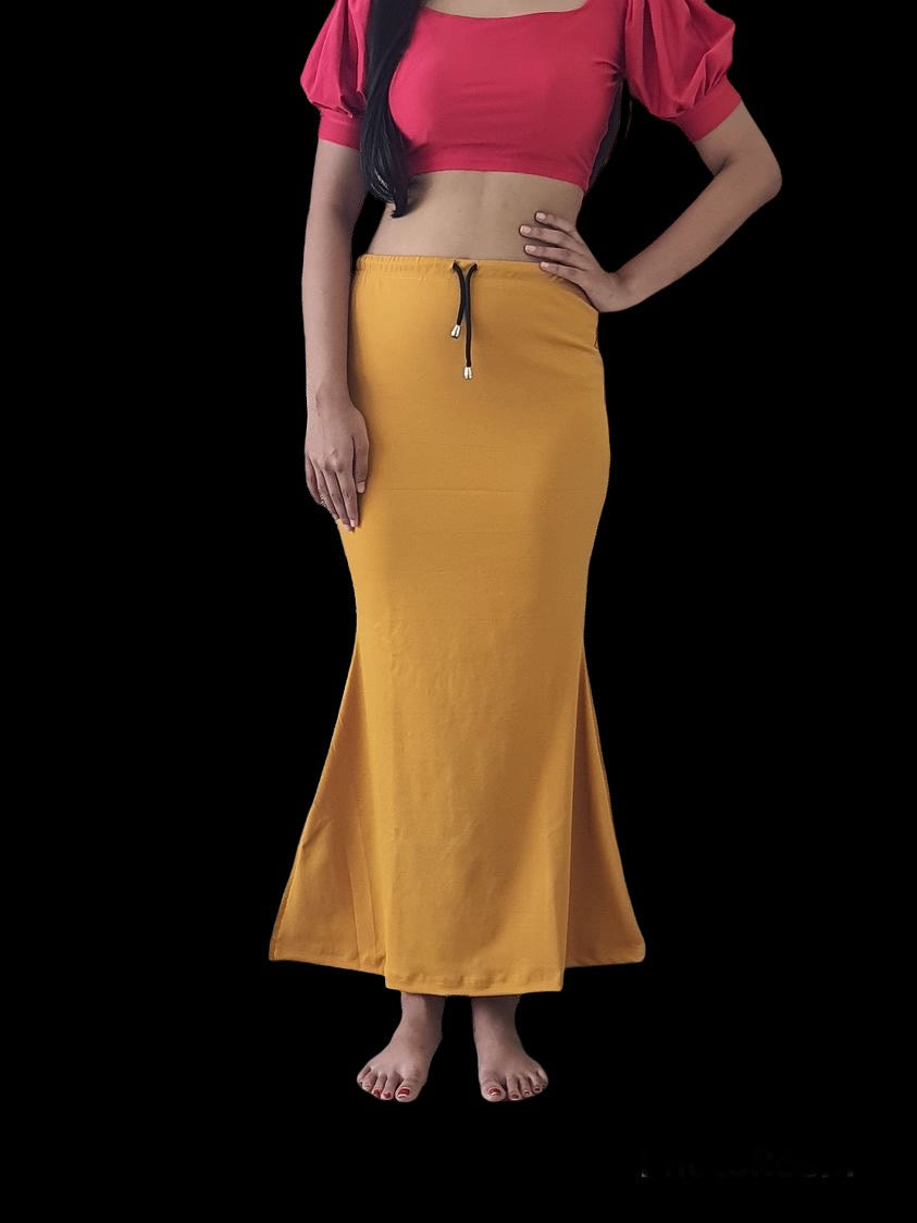 eloria Yellow Cotton Blended Shape Wear for Saree Petticoat Skirts for  Women Flare Saree Shapewear 