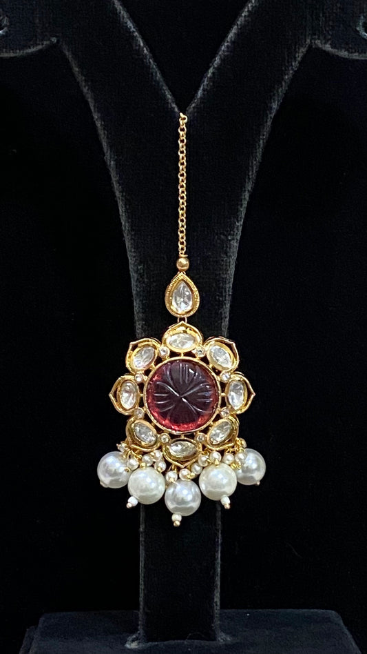 Kundan tikka | Maang tikka | carved stone tikka