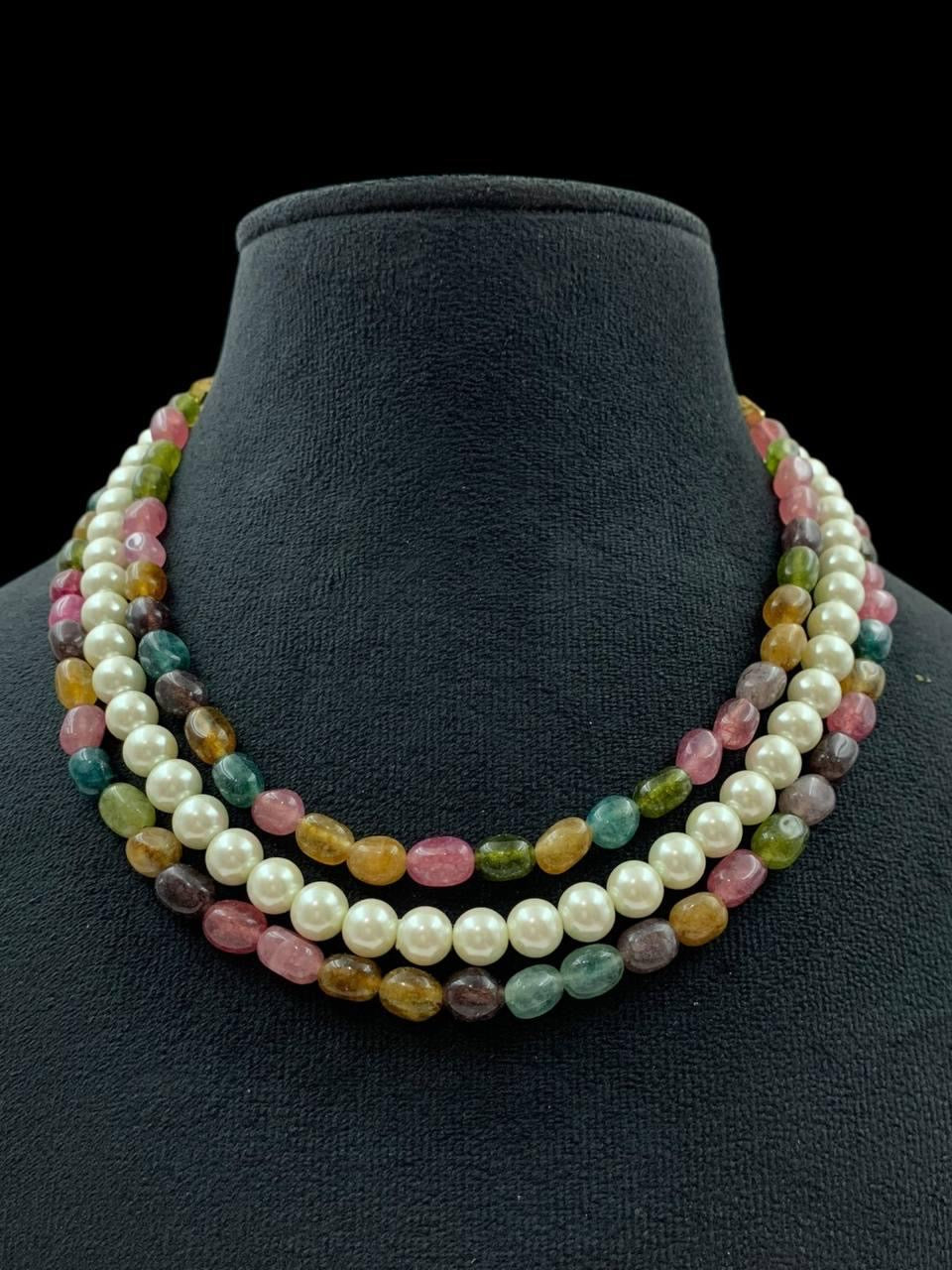 Onyx Beads & Pearls necklace | Indian Jewelry