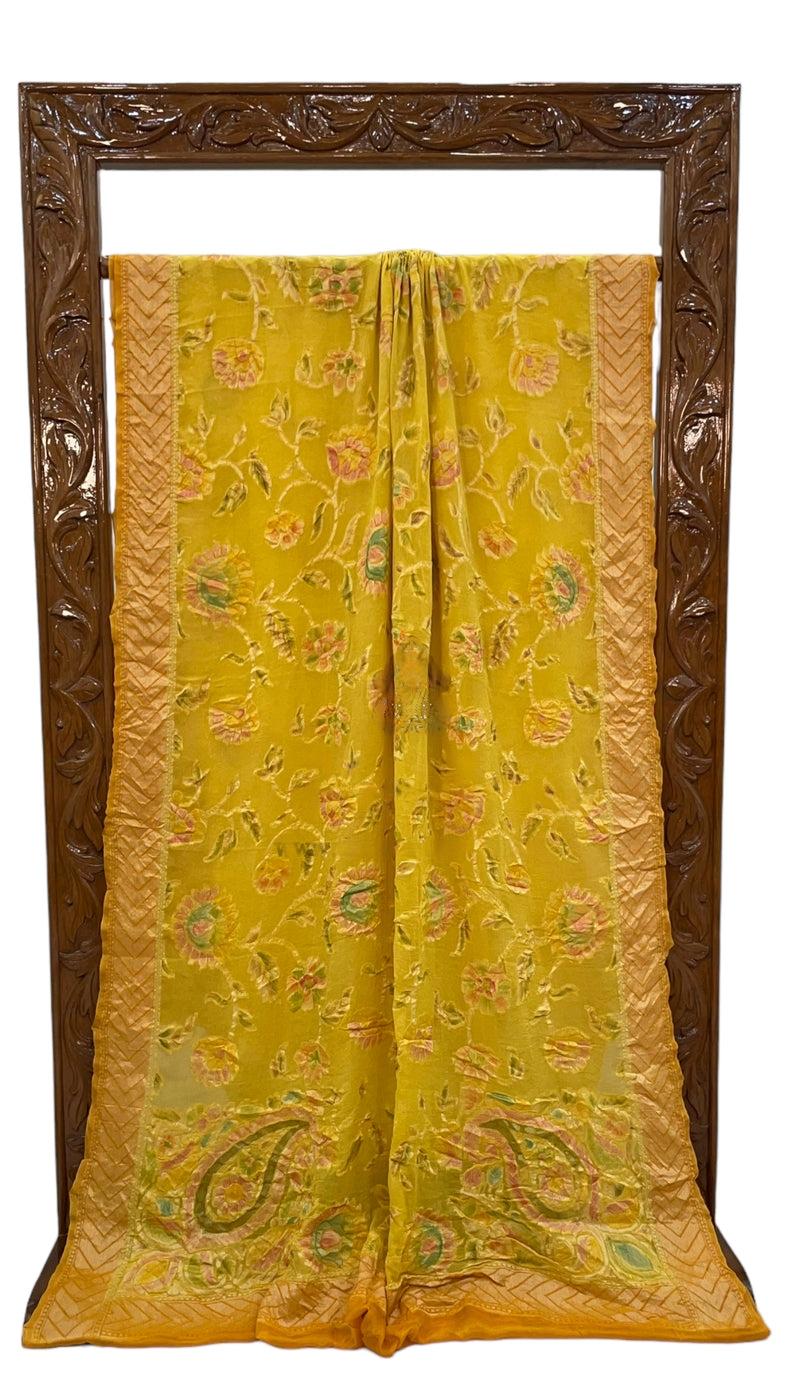 Pure Chiffon Saree| Haldi yellow saree