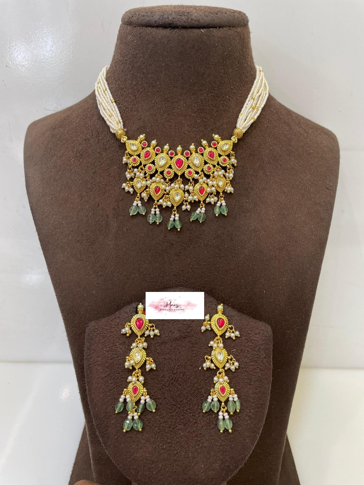 Ahamadabadi Kundan Choker Set | Handmade jewelry | Indian jewelry in USA