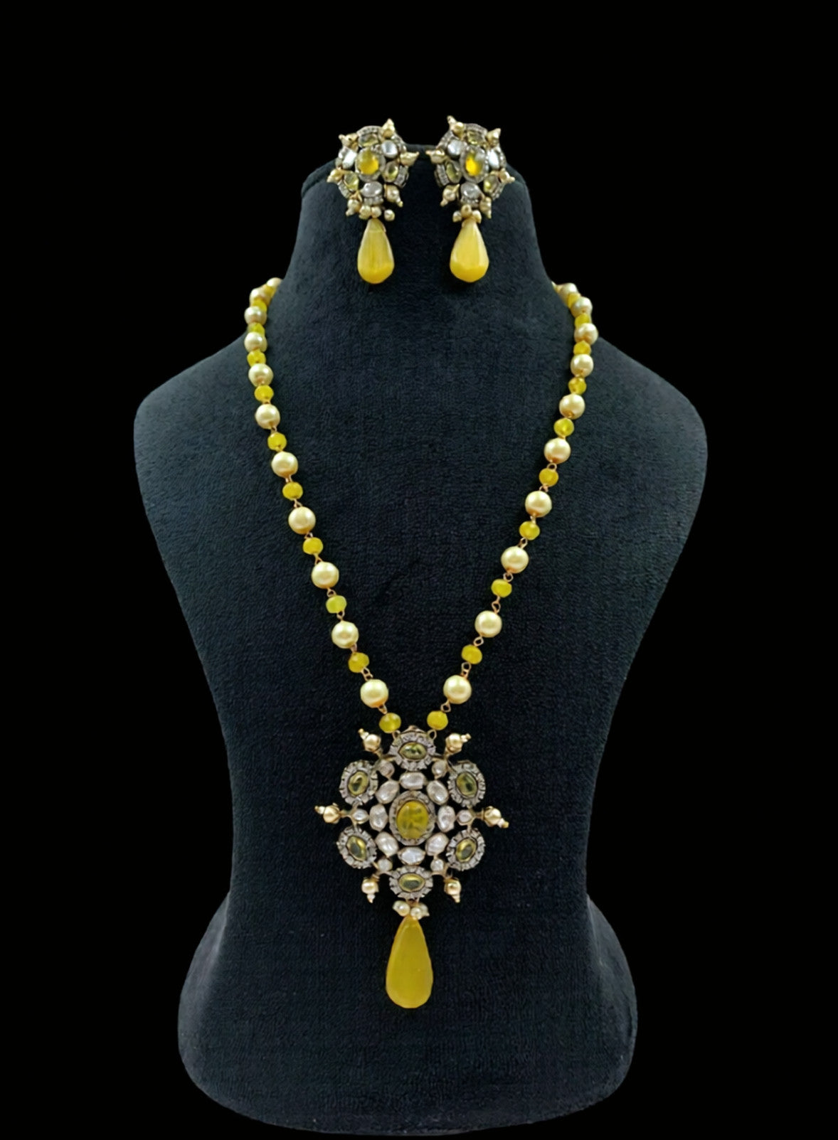 AD Victorian Pendant Pearl Nacklace With Earrings | Indian Traditional Jewelry