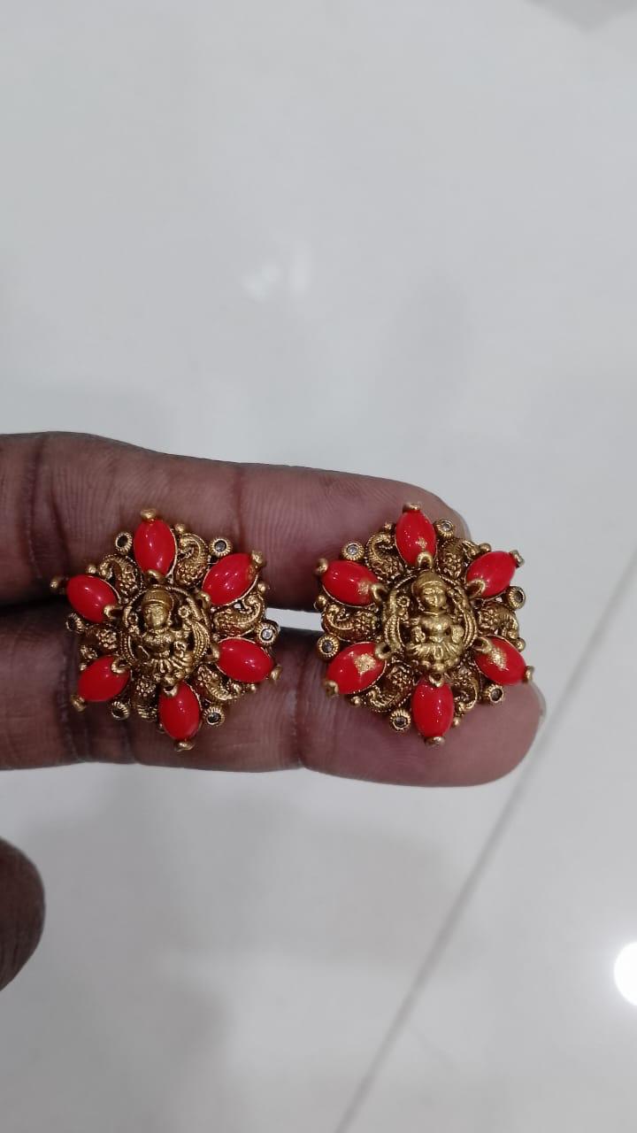 AD Coral Studs | Indian Traditional Earrings In USA