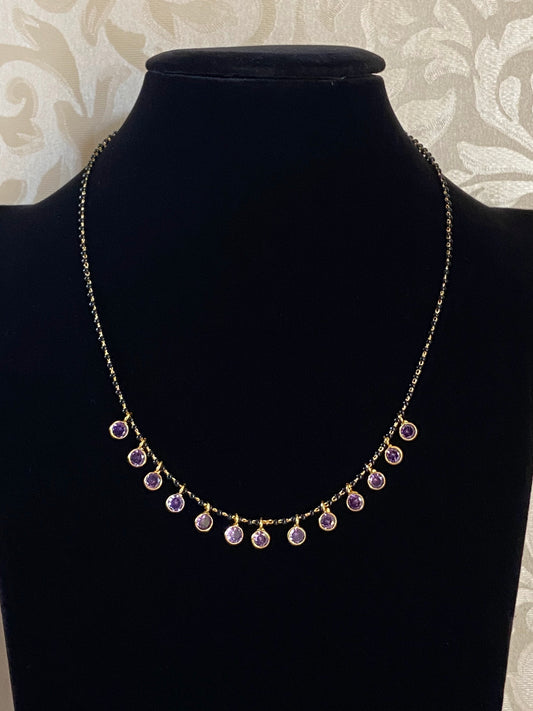 Purple tassels mangalsutra | Black beads necklace