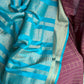 Blue & pink Mysore crape silk saree | Silkmark certified saree