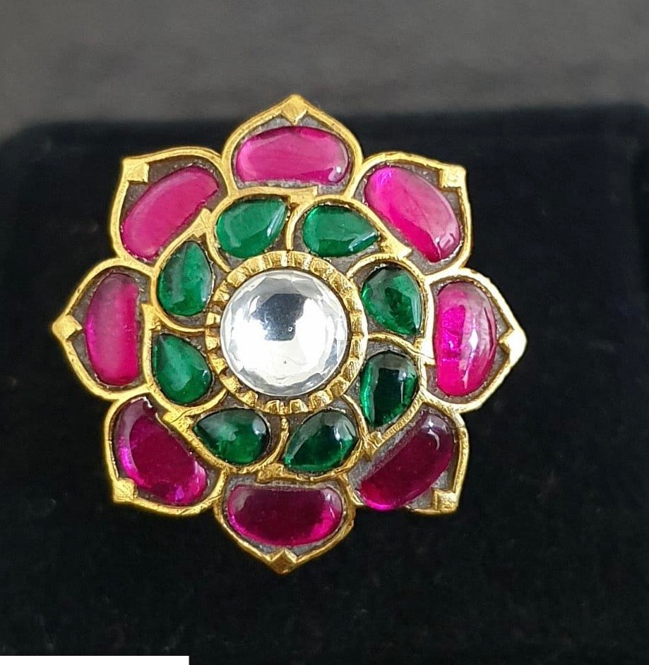 Jadau Kundan Finger Ring | Traditional Finger Ring | Adjustable Finger Ring