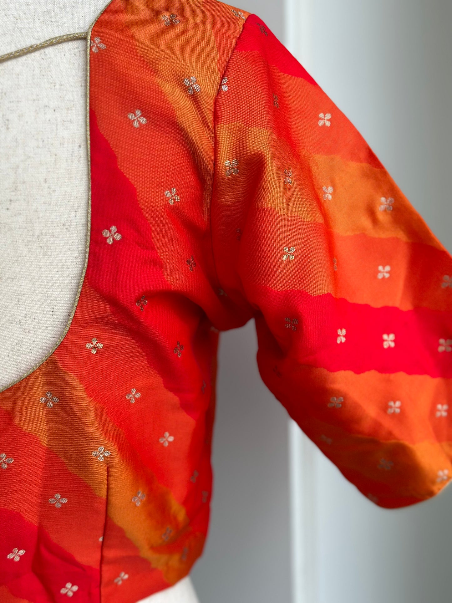 Multi shade orange buti blouse | custom blouse | Saree blouses in USA