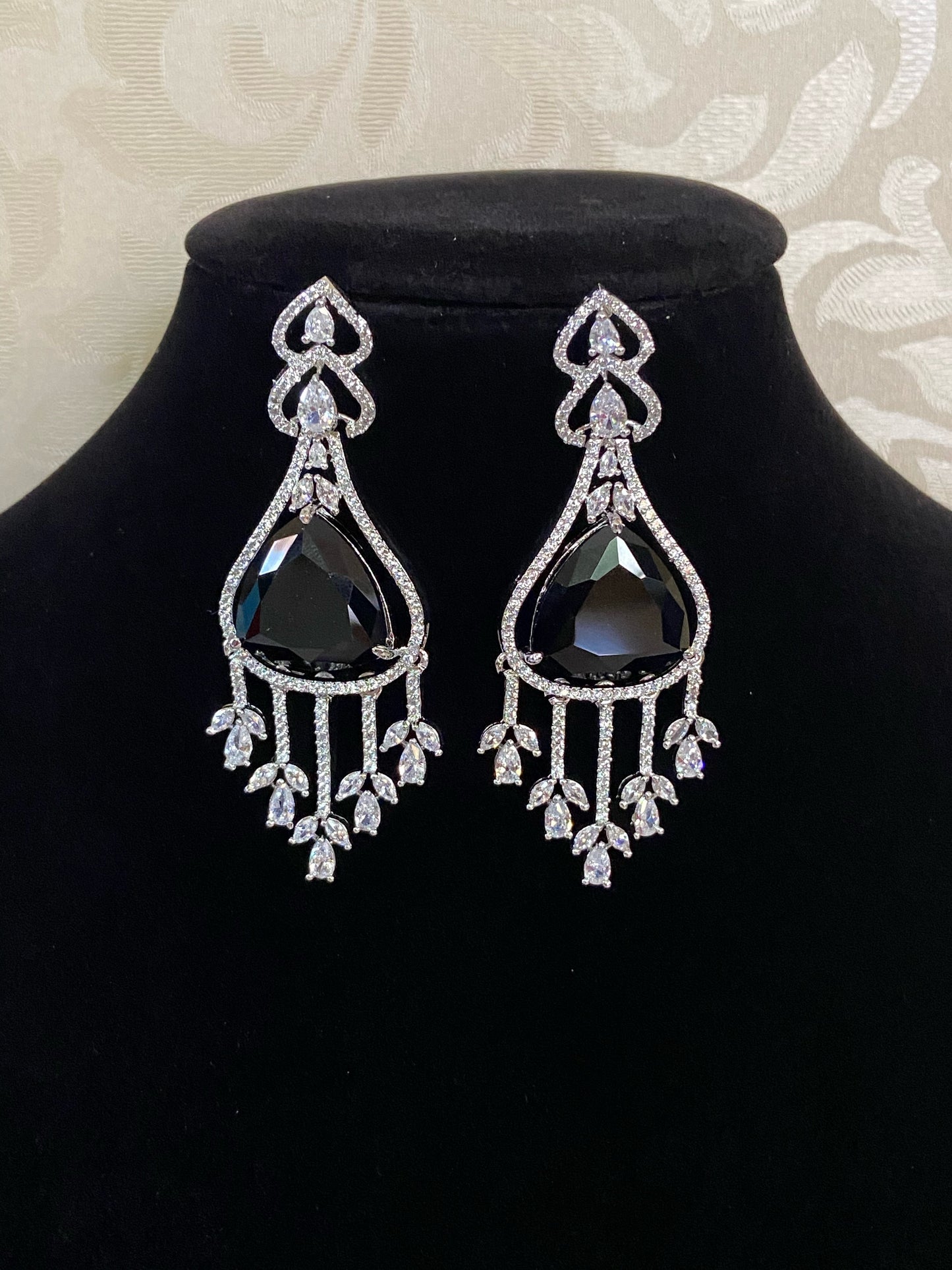 Rhodium ad earrings | Cz earrings