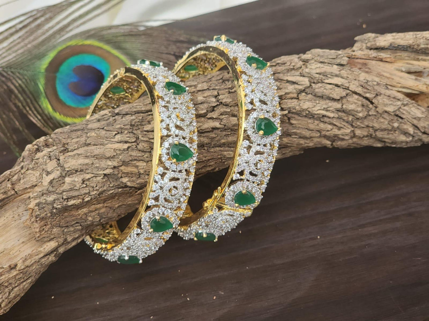 AD Lotus Openable Bangles  | Indian Bridal Bangles