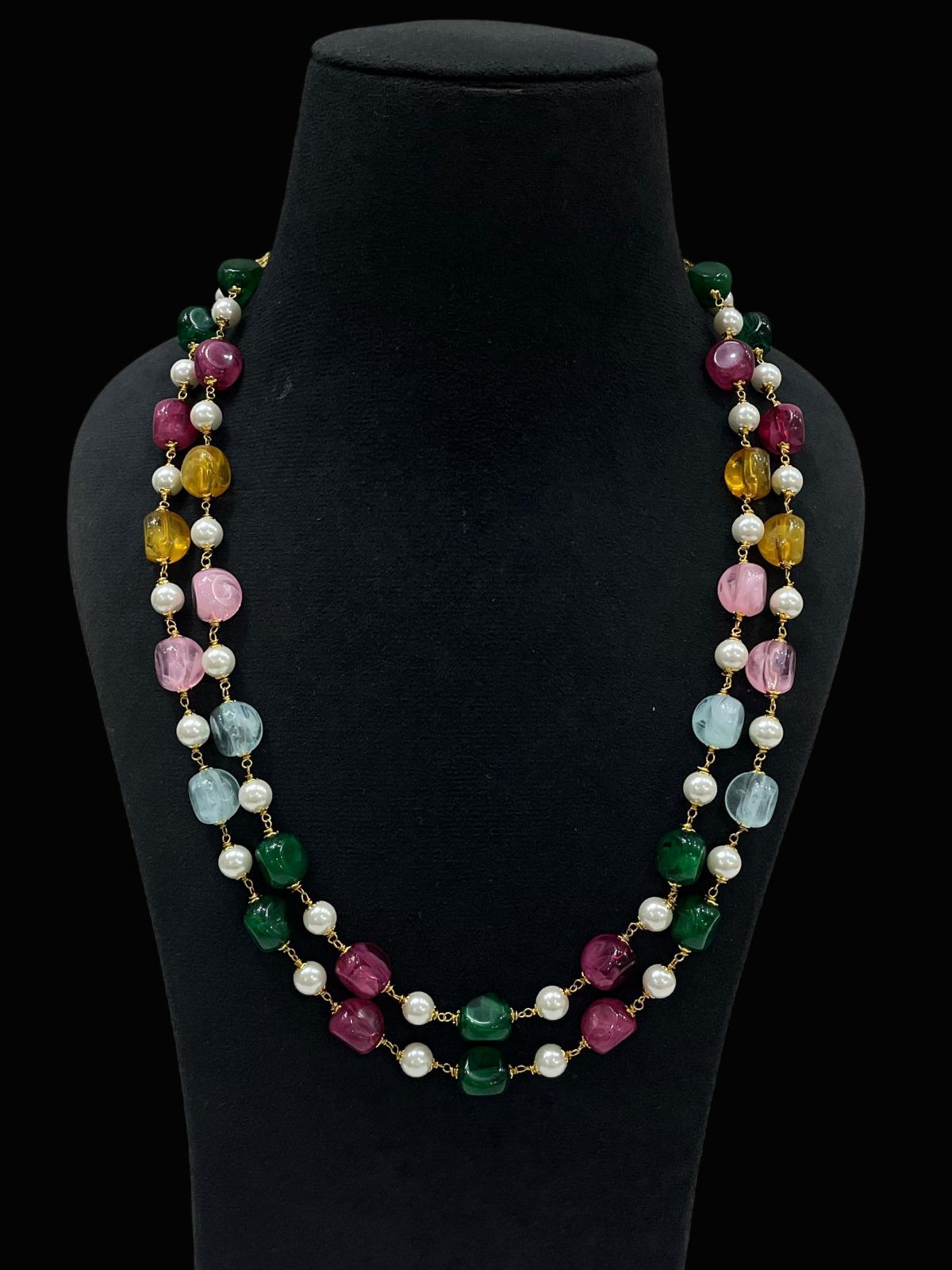 Two Layered Beads & Pearl Mala | Indian Beads Jewelry