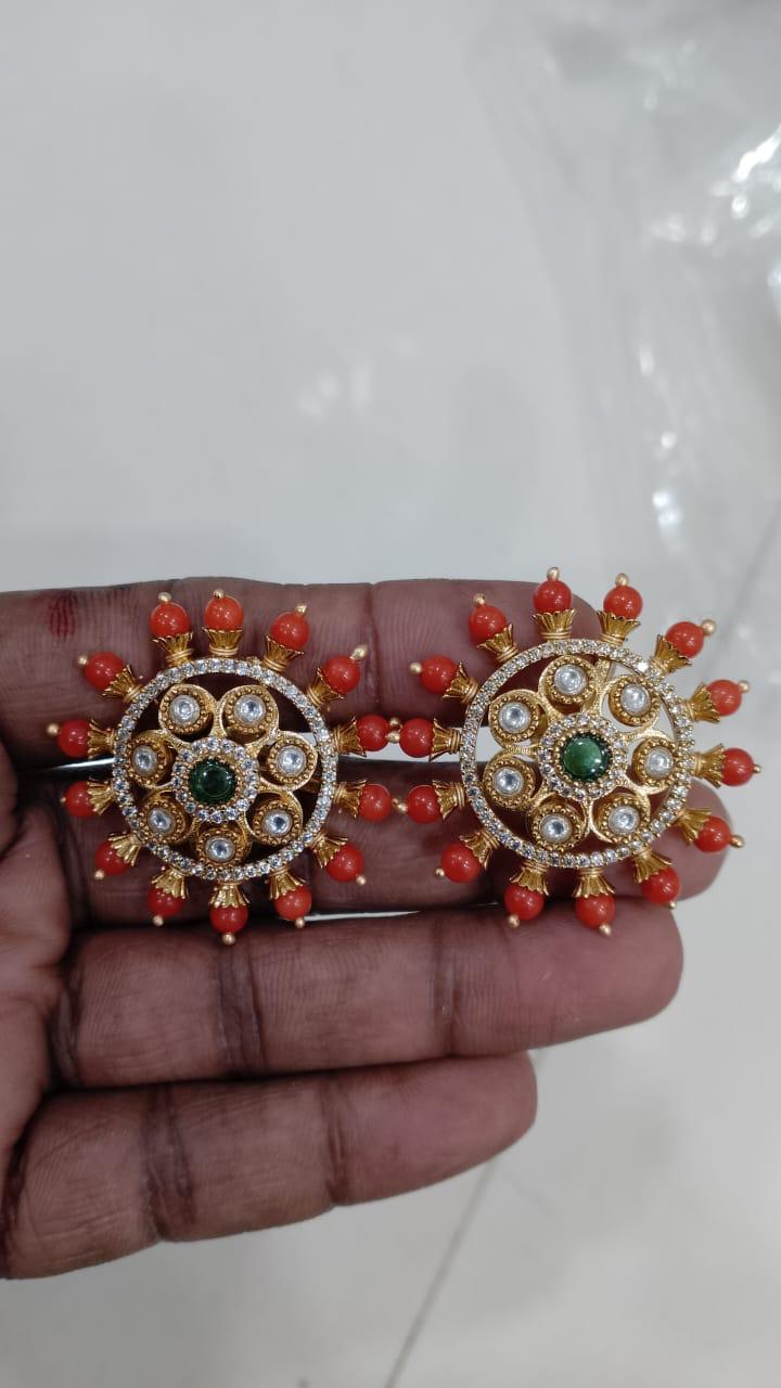 AD Coral Studs | Indian Traditional Earrings In USA