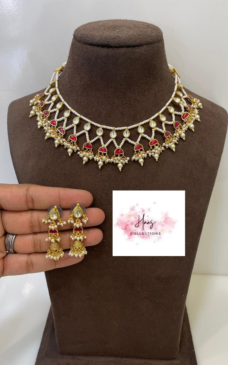 Ahamadabadi Kundan Choker Set | Handmade jewelry | Indian jewelry in USA