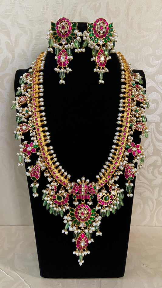 Jadau kundan guttapusalu long necklace | Guttapusalu long necklace | Bridal jewellery | Indian wedding jewellery