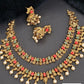 Antique Coral Doubel Layer Necklace With Jumkis | Indian Jewelry In USA