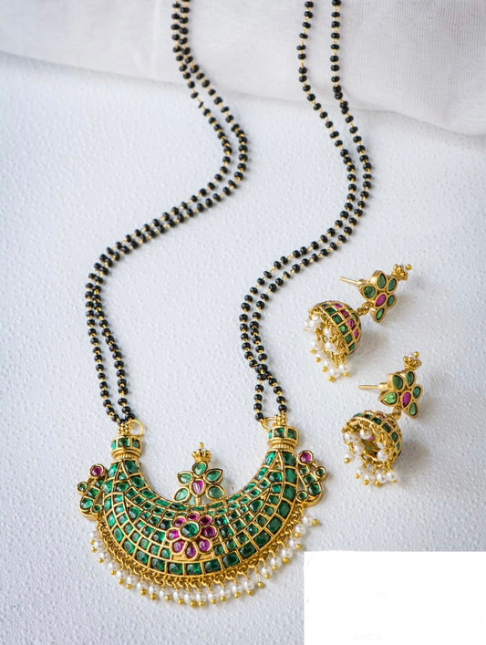 Kemp pendant mangalsutra | Black beads necklace