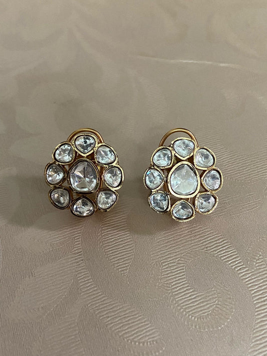 Polki Stud Earrings | Latest Indian Jewelry