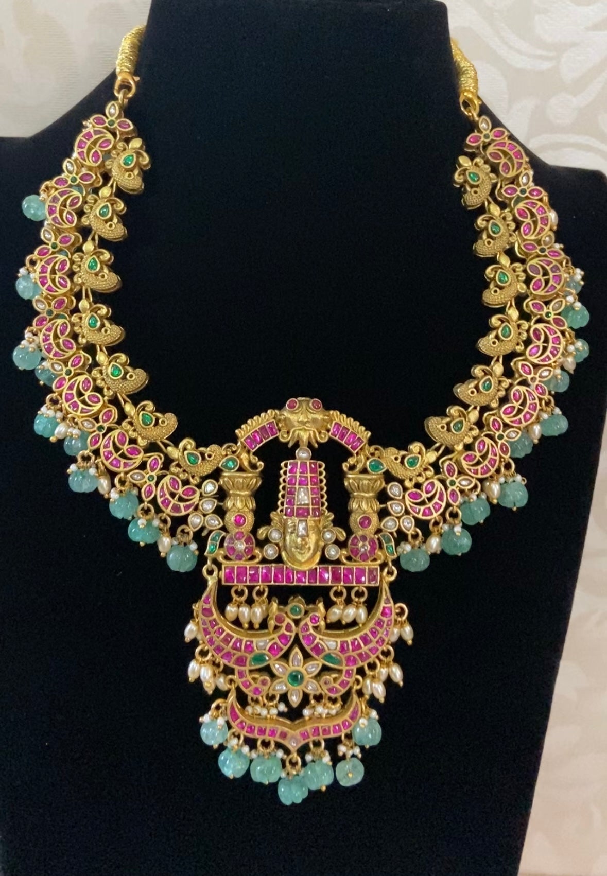 Jadau kundan Balaji necklace | Bridal jewelry