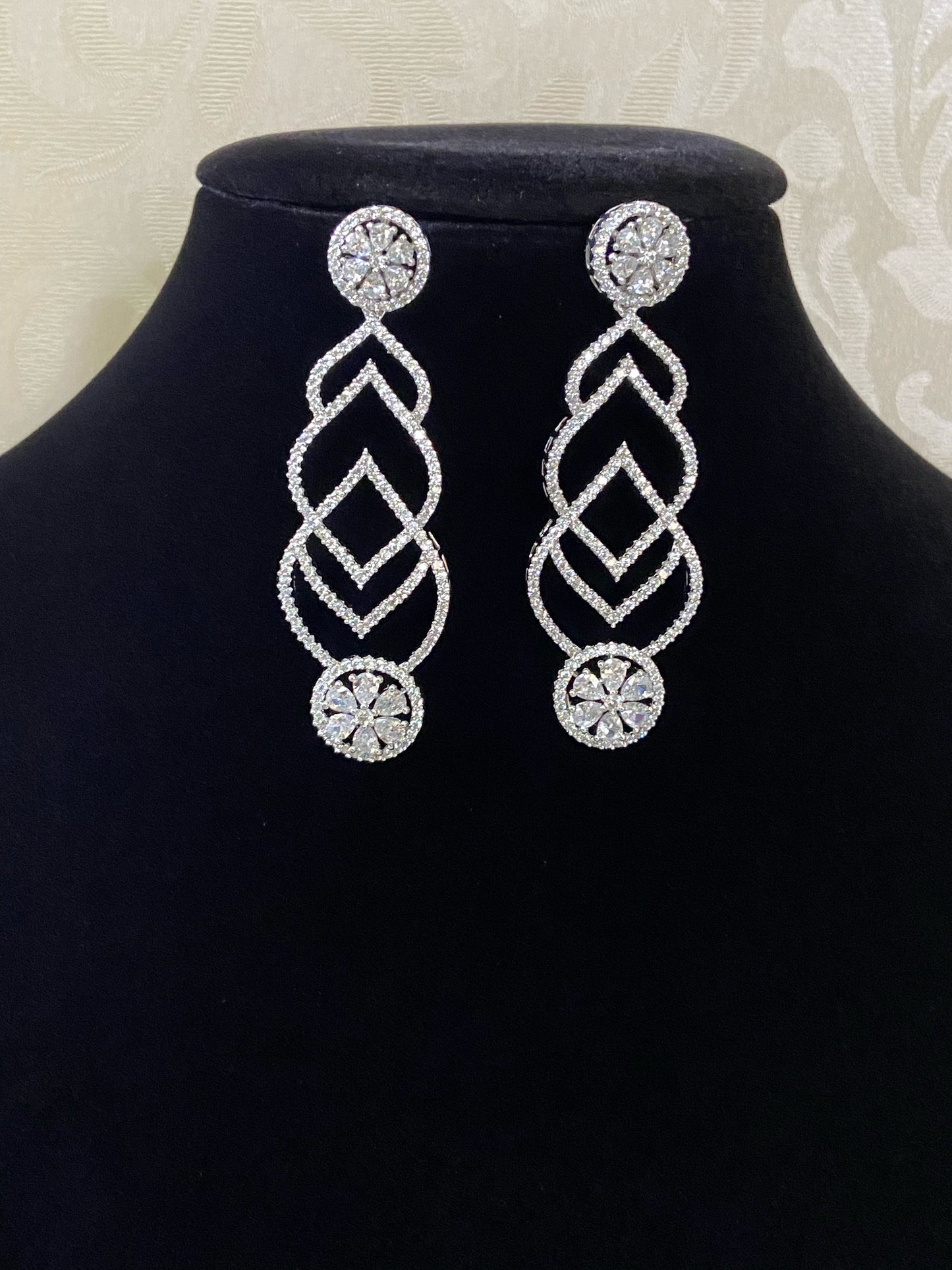 Contemporary earrings | Diamond look alike earrings