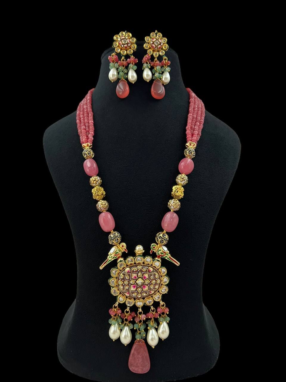 Meenakari kundan pendant necklace | Long necklace