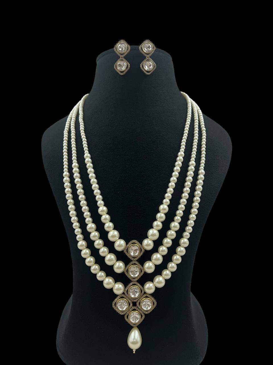 Moissanite polki pendant pearls necklace | Traditional Indian jewelry