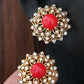 Antique CZ Coral Studs | Indian Traditional Tops