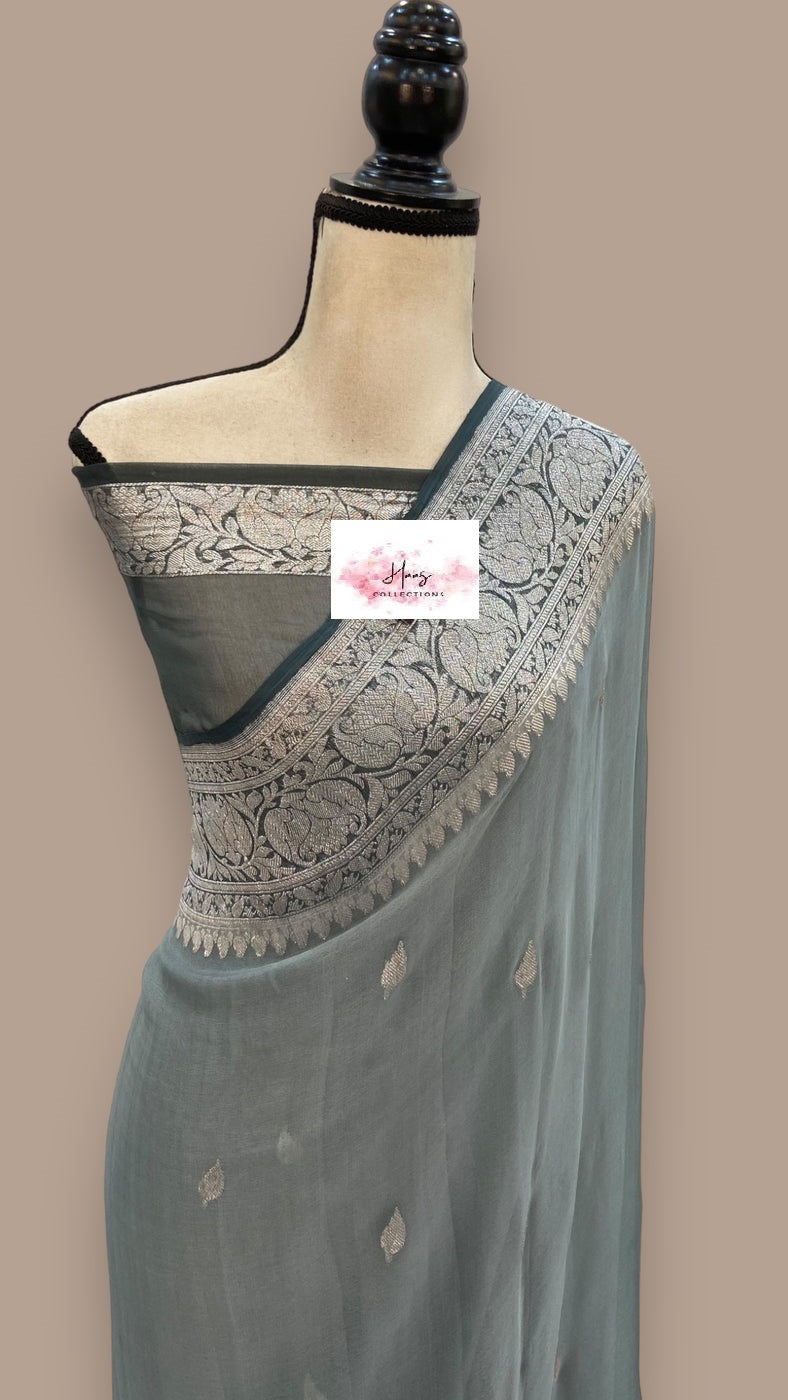 Banaras Georgette Saree | Light weight saree/36 to 40 Adjustable Size stitched blouse