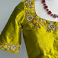 Green embroidery blouse | Pattu saree blouse