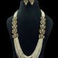 Kundan Frost White Pearl Necklace With Earrings