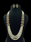 Kundan Frost White Pearl Necklace With Earrings