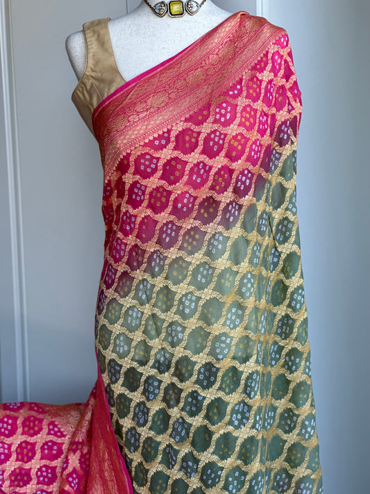 Pure Khaddi Georgette Banaras Saree | Party wear sarees in USA