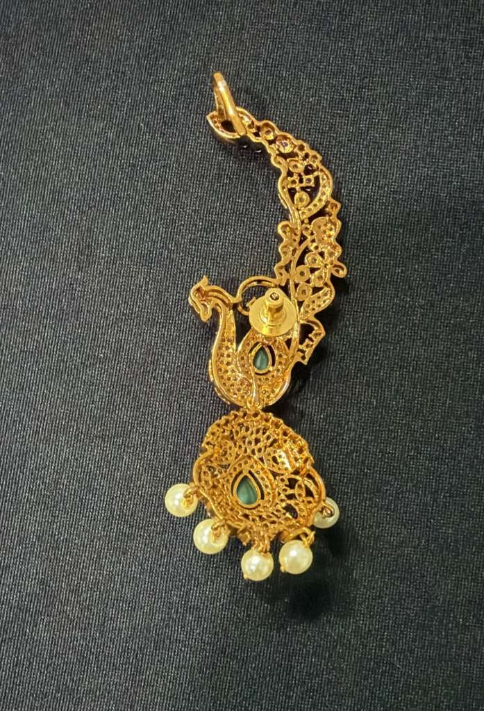 AD Emerald Peacock 2 in 1 Ear Cuffs | Indian Jewelry In USA | Changeable Earrings