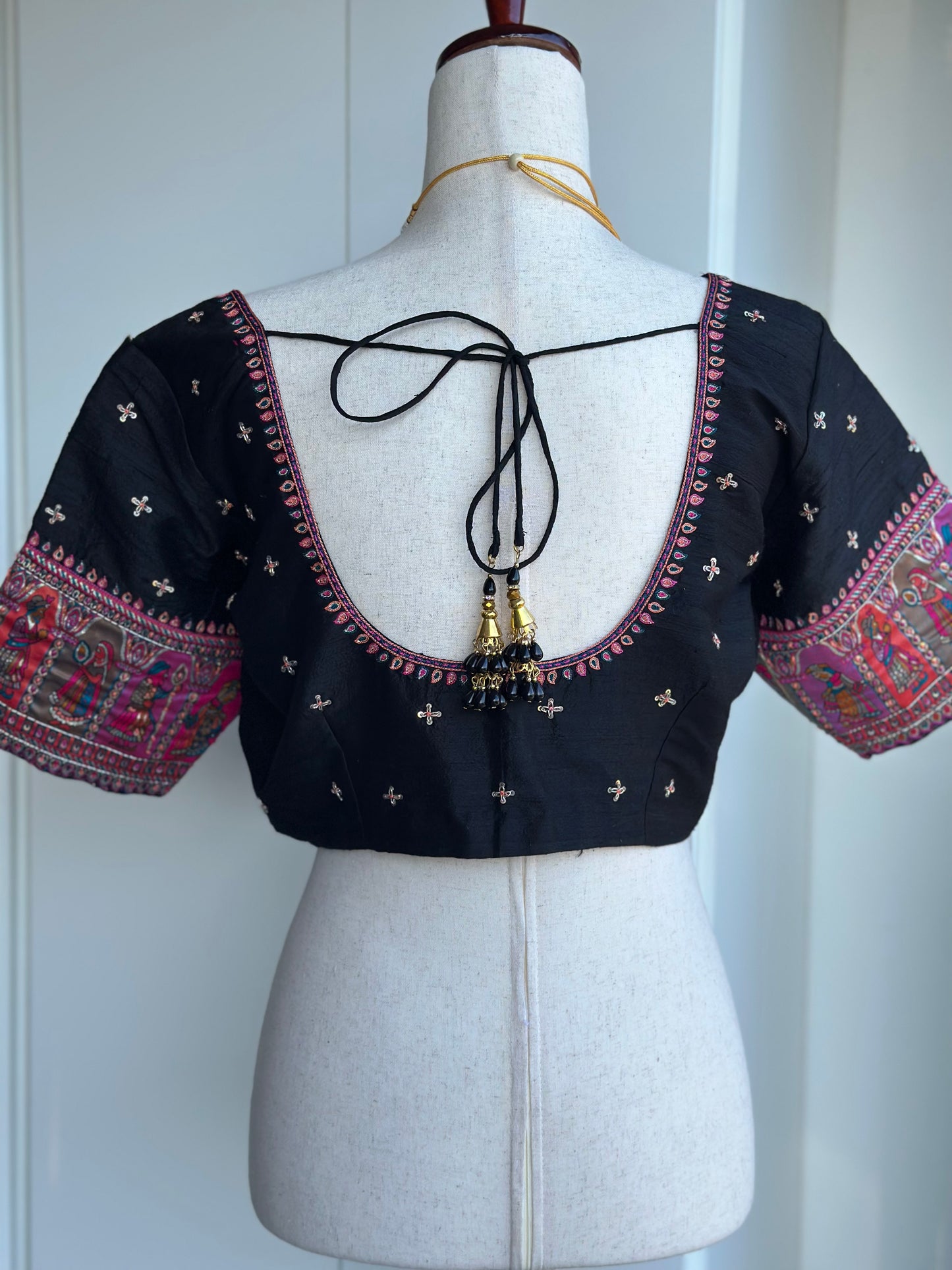 Black pure rawsilk embroidery blouse | Saree blouses in USA