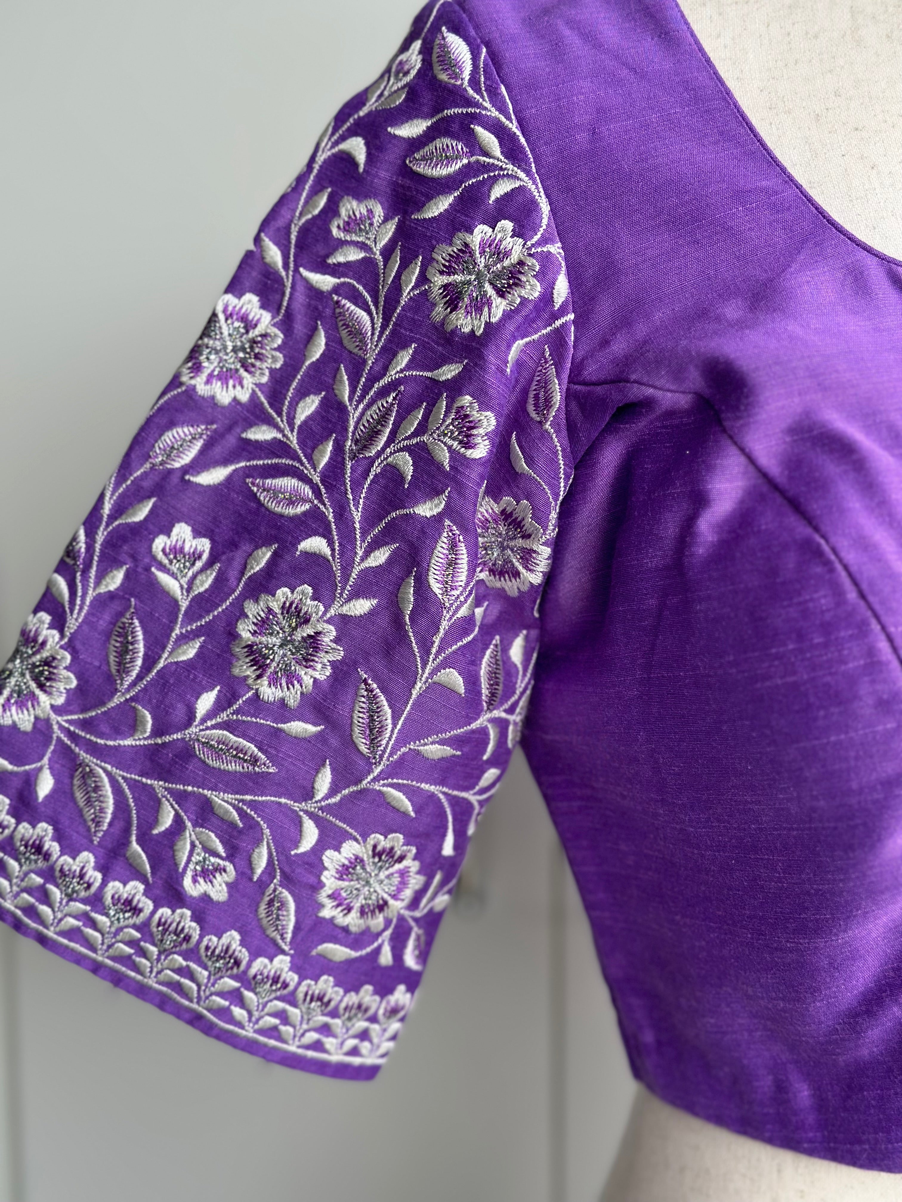 Embroidery lavender blouse | Saree blouses in USA – Haas