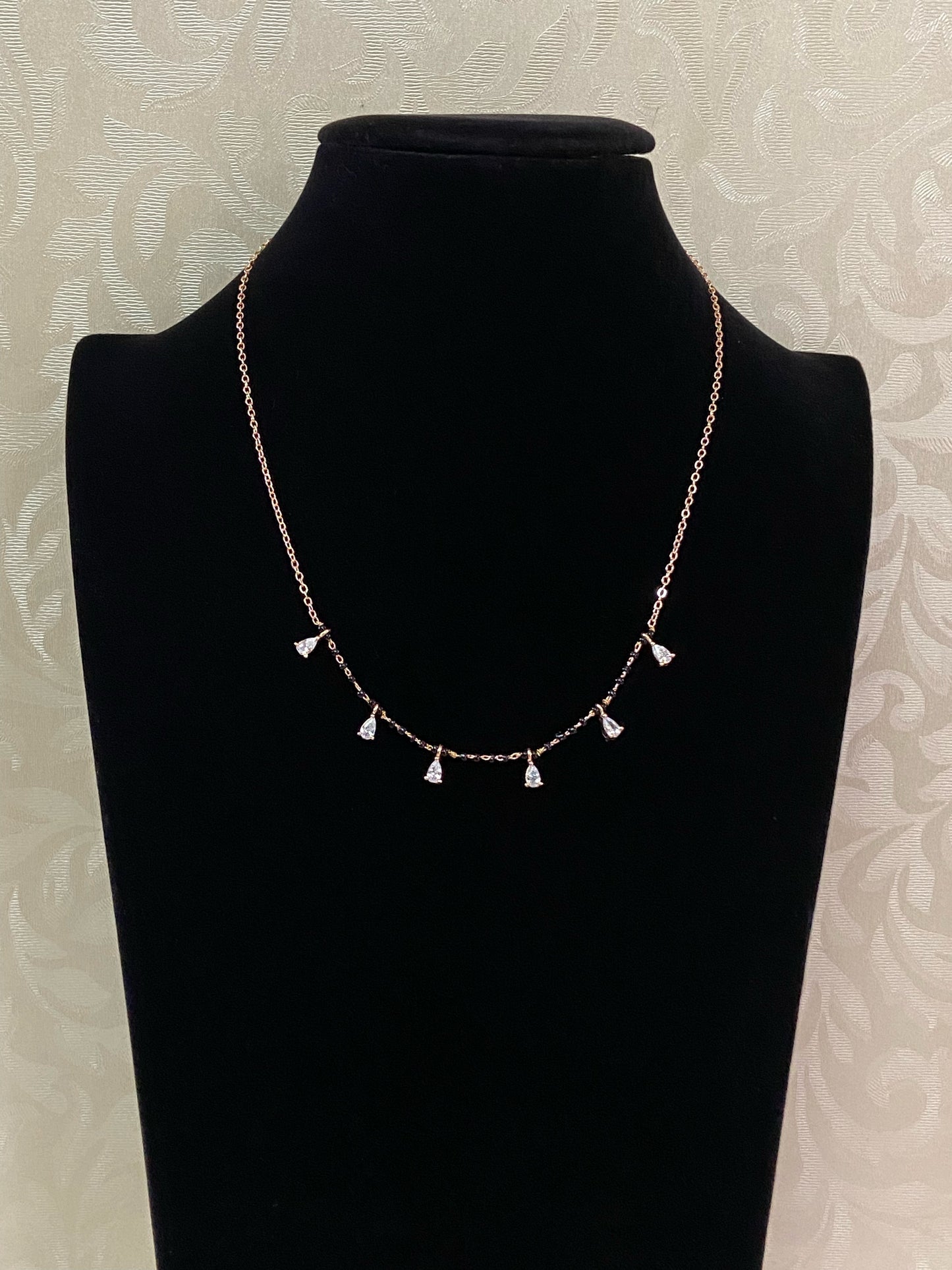 Rose gold mangalsutra | Simple black beads