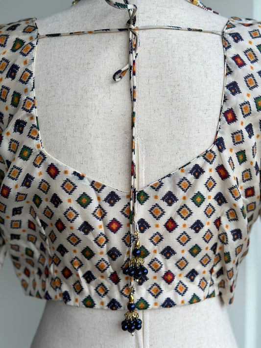Multicolor saree blouse | Cream color blouse