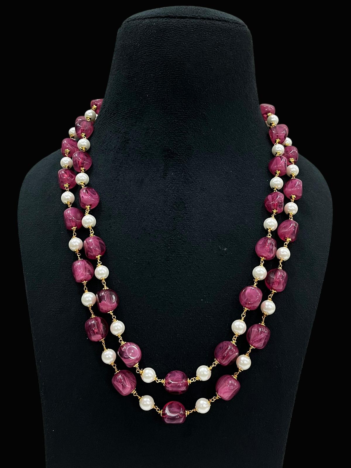 Two Layered Beads & Pearl Mala | Indian Beads Jewelry