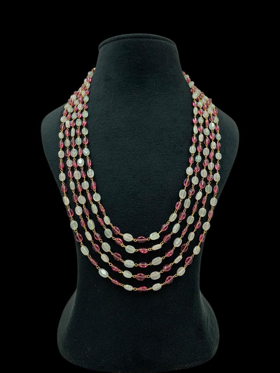 Pink Green Onyx Beads Necklace | Indian  jewelry
