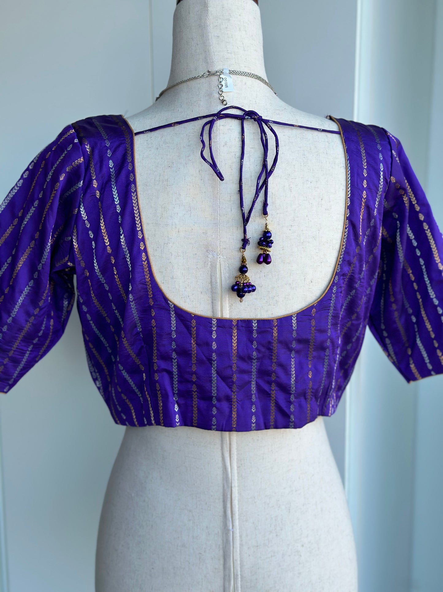 Purple silver & gold brocade blouse | Saree blouses in USA