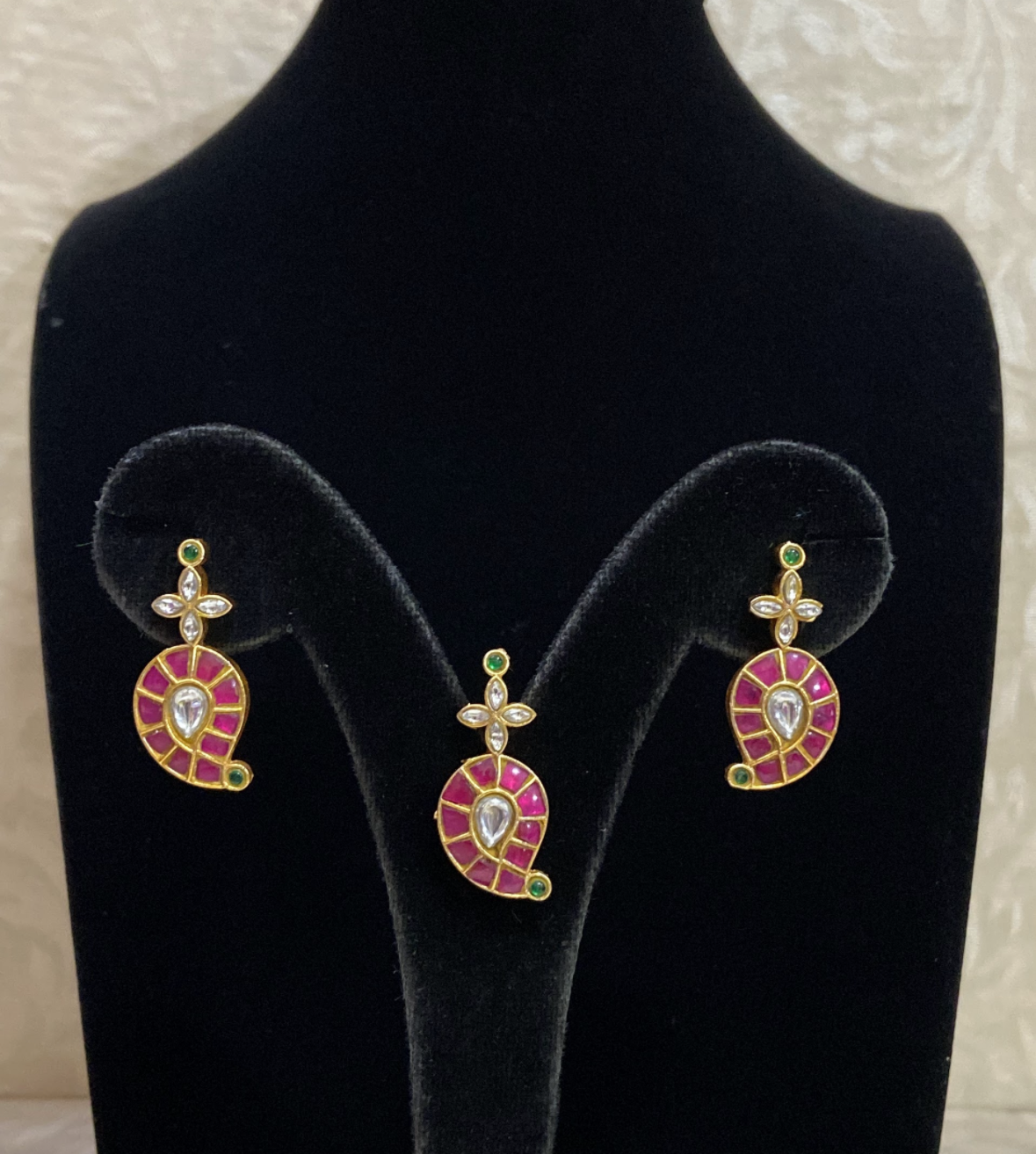Pendant set | Handmade pendant set | Judau kundan pendant