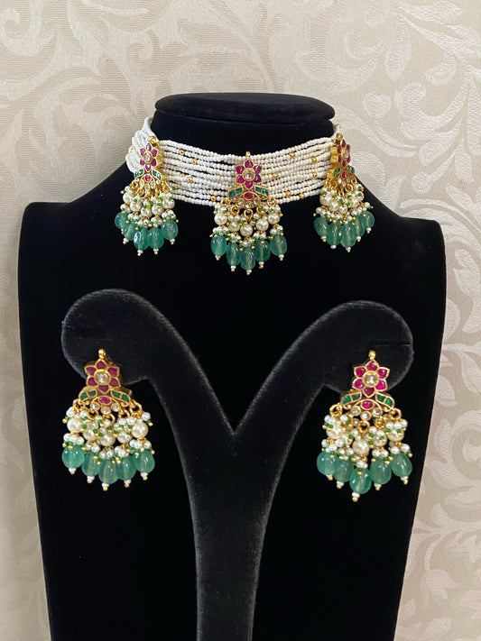 Ahamadabadi kundan pearls choker | Indian jewelry online