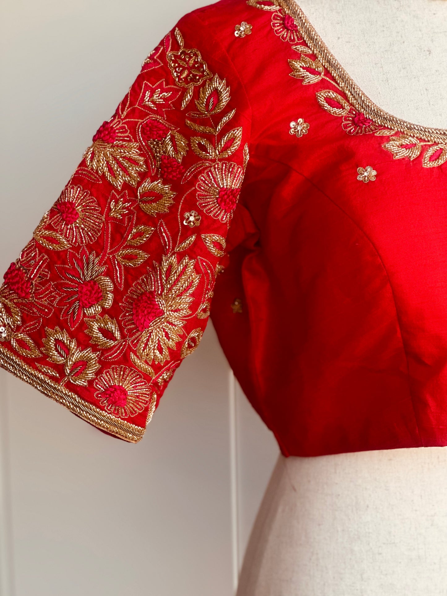 Red embroidery blouse | Bridal saree blouse | custom embroidery blouse