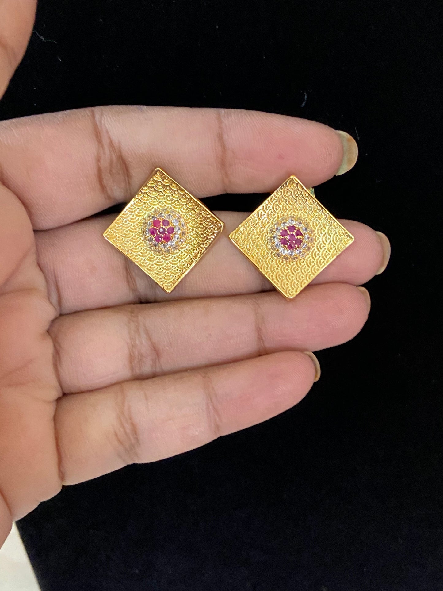 CZ tops with gold plating | ear tops
