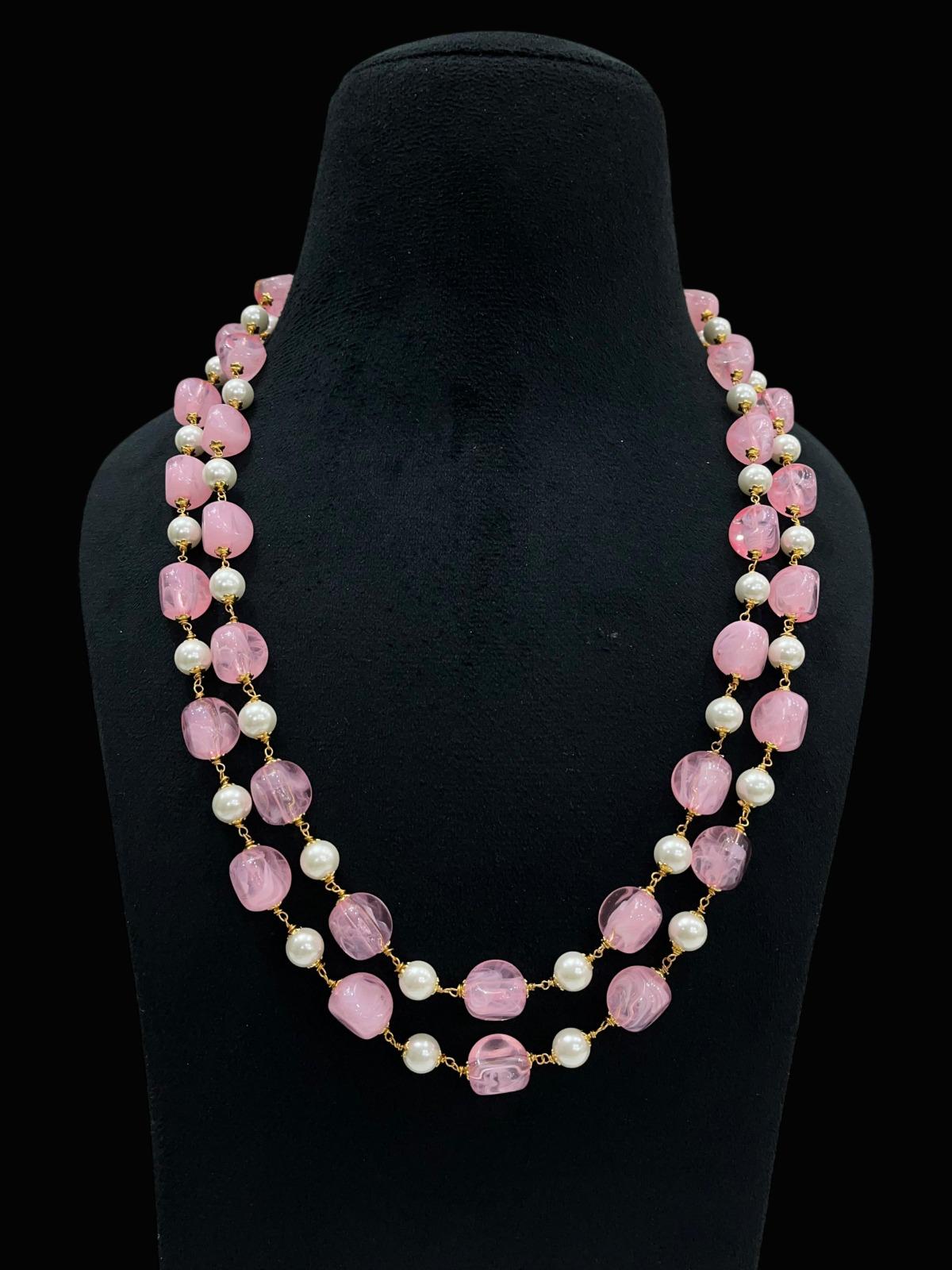 Two Layered Beads & Pearl Mala | Indian Beads Jewelry