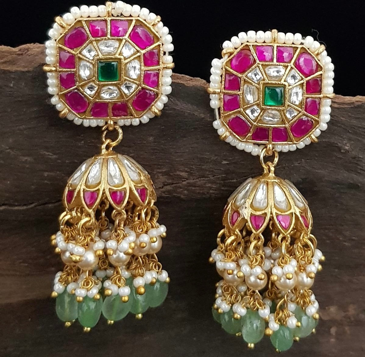 Antique Jadau Kundan Jumkis | Indian Traditional Jumki Earrings