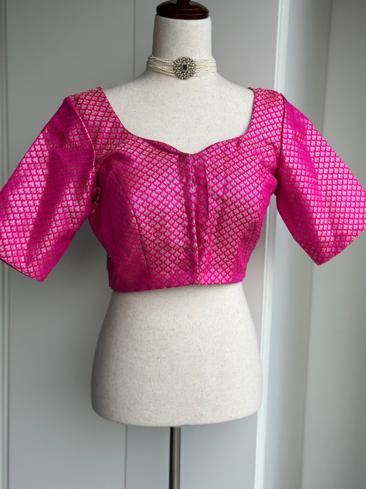 Pink silver brocade blouse | Saree blouses in USA
