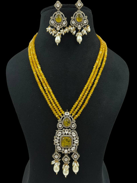 Victorian Polki Kundan Pendant Beads Nacklaces