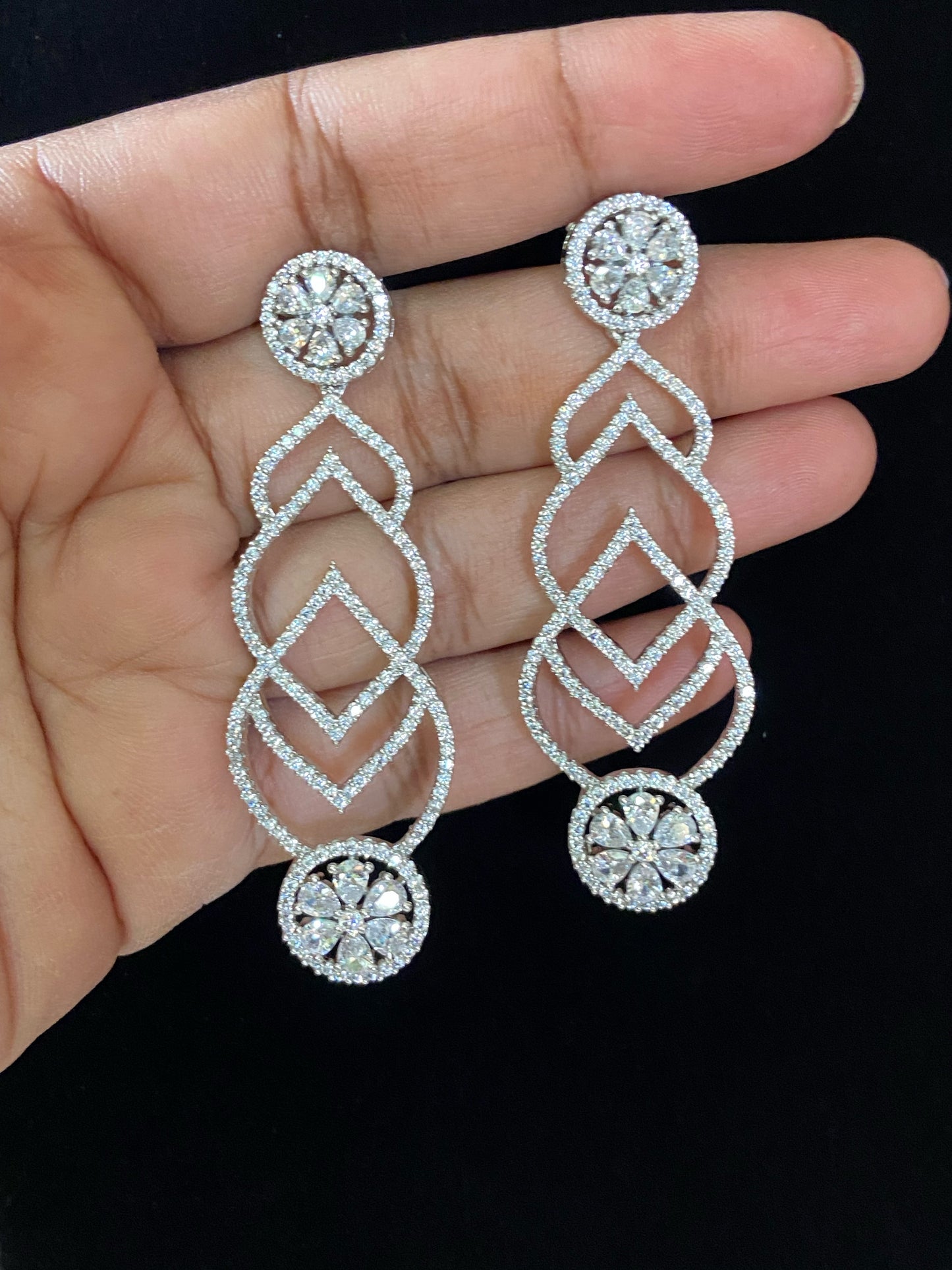 Contemporary earrings | Diamond look alike earrings